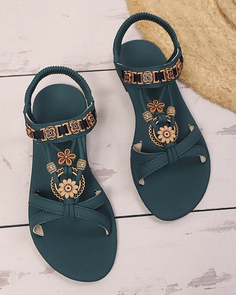 Serena Boheme Sandaler til Kvinder – Sommer Sandaler med Rhinsten og Elastiske Stropper