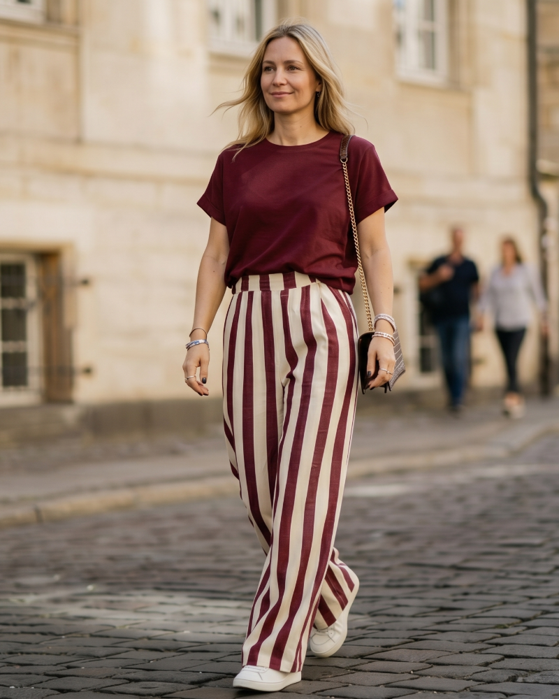 Sophia Ensemble Femme en Lin – Set 2 Pièces Élégant avec Haut & Pantalon Rayé d’Été