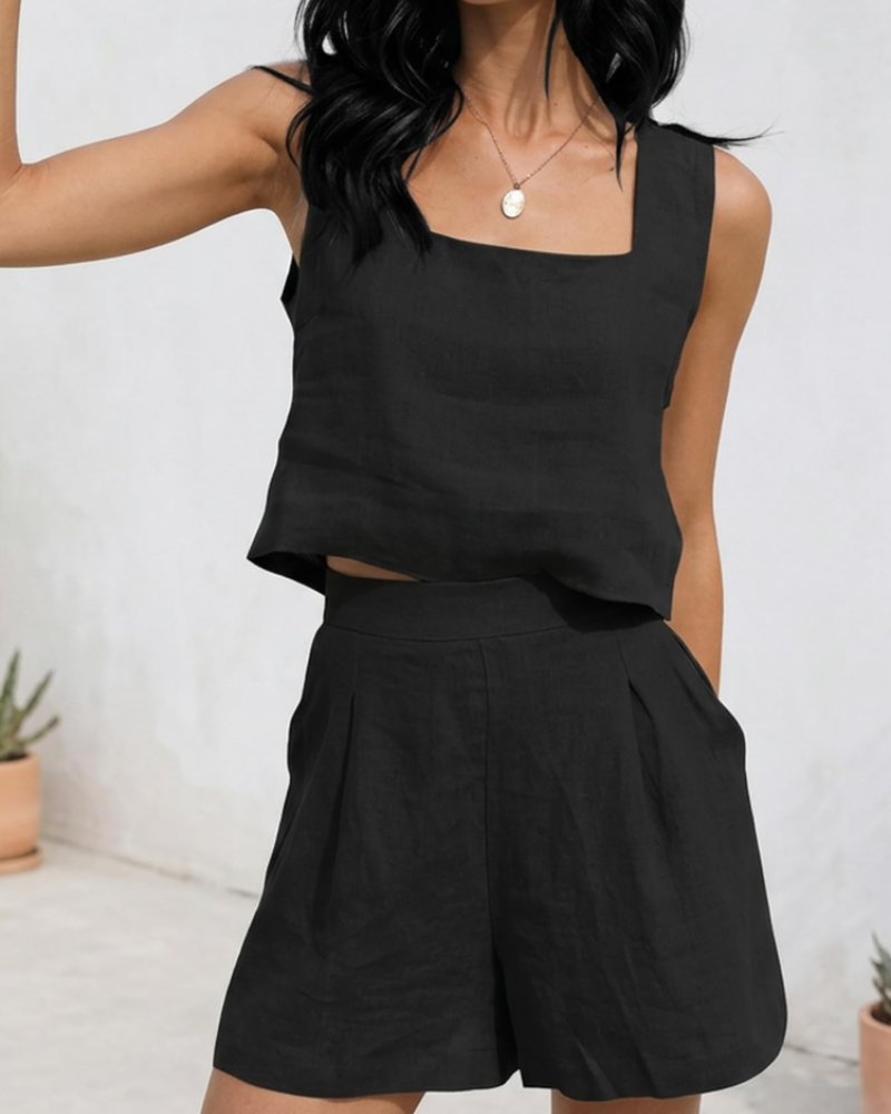Gigi Ensemble Short Femme 2 Pièces – Haut Sans Manches & Short d'Été