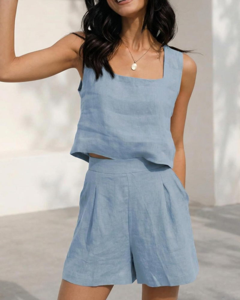 Gigi Ensemble Short Femme 2 Pièces – Haut Sans Manches & Short d'Été