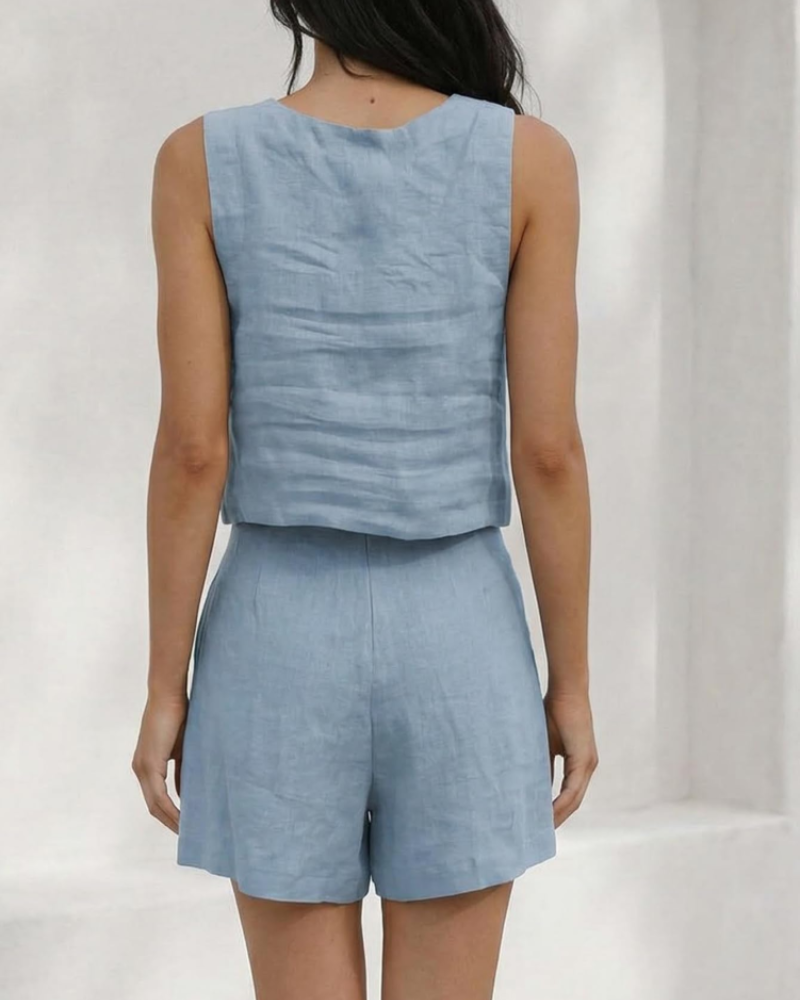 Gigi Ensemble Short Femme 2 Pièces – Haut Sans Manches & Short d'Été