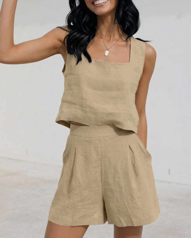 Gigi Ensemble Short Femme 2 Pièces – Haut Sans Manches & Short d'Été