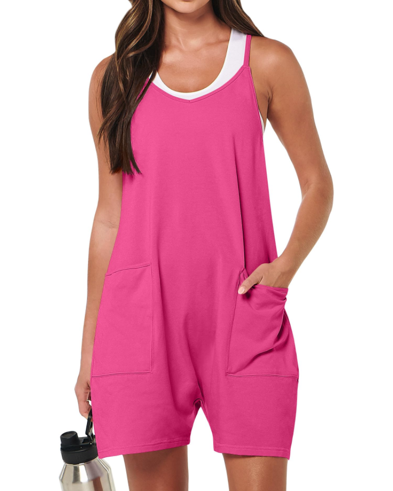 Luna Combishort Femme – Romper d’Été Sans Manches à Bretelles Fines Ajustables