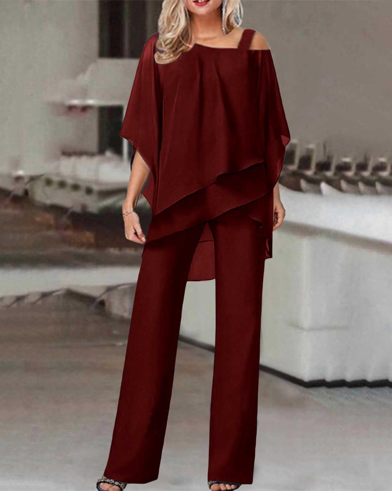 Conjunto Emma para Mujer Elegante – Top Asimétrico y Pantalón Fluido Talla Grande