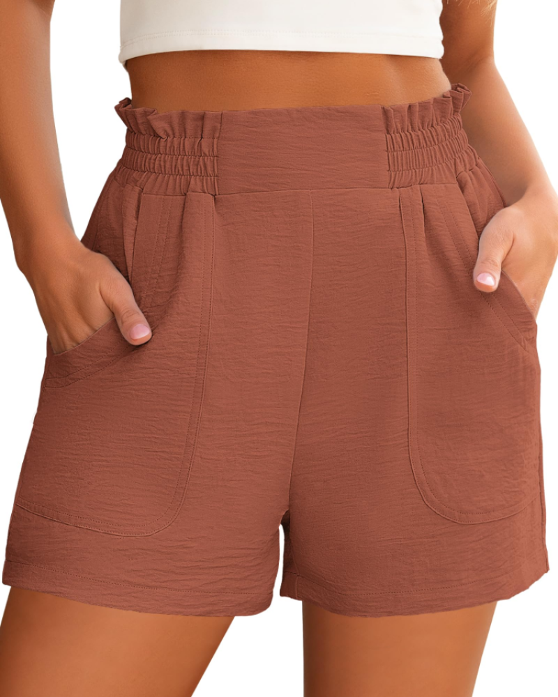 Willow Short Feminino Cintura Alta – Short Largo Elegante com Bolsos para o Verão