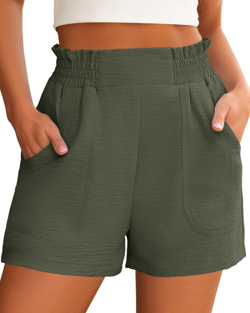Willow Short Feminino Cintura Alta – Short Largo Elegante com Bolsos para o Verão