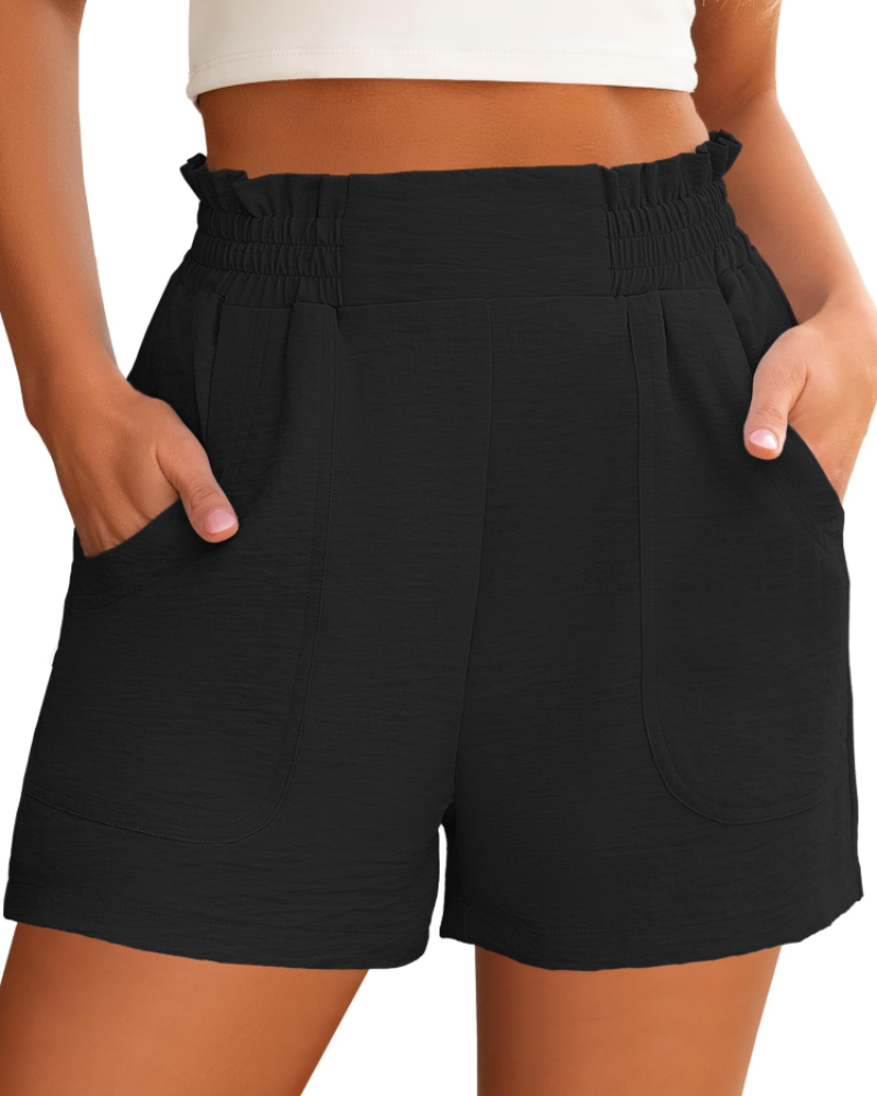 Willow Short Feminino Cintura Alta – Short Largo Elegante com Bolsos para o Verão
