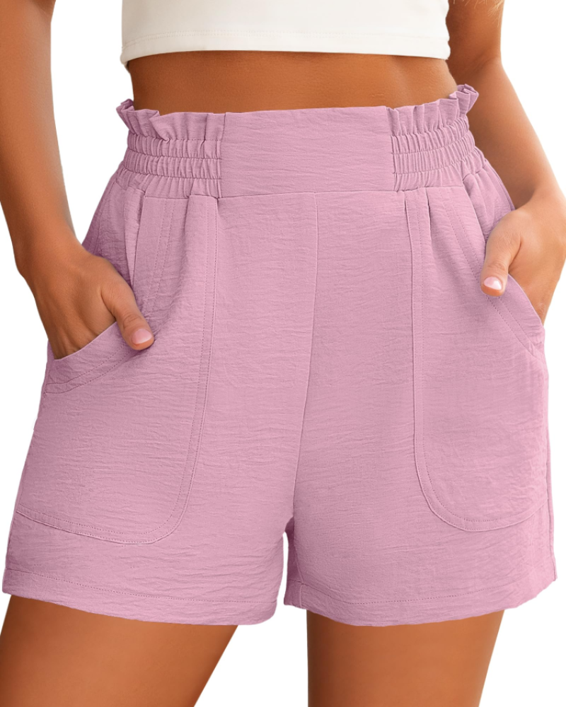 Willow Short Feminino Cintura Alta – Short Largo Elegante com Bolsos para o Verão