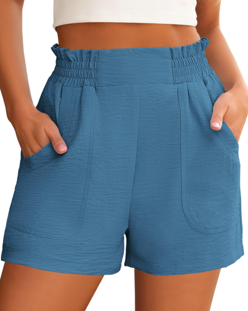 Willow Short Feminino Cintura Alta – Short Largo Elegante com Bolsos para o Verão