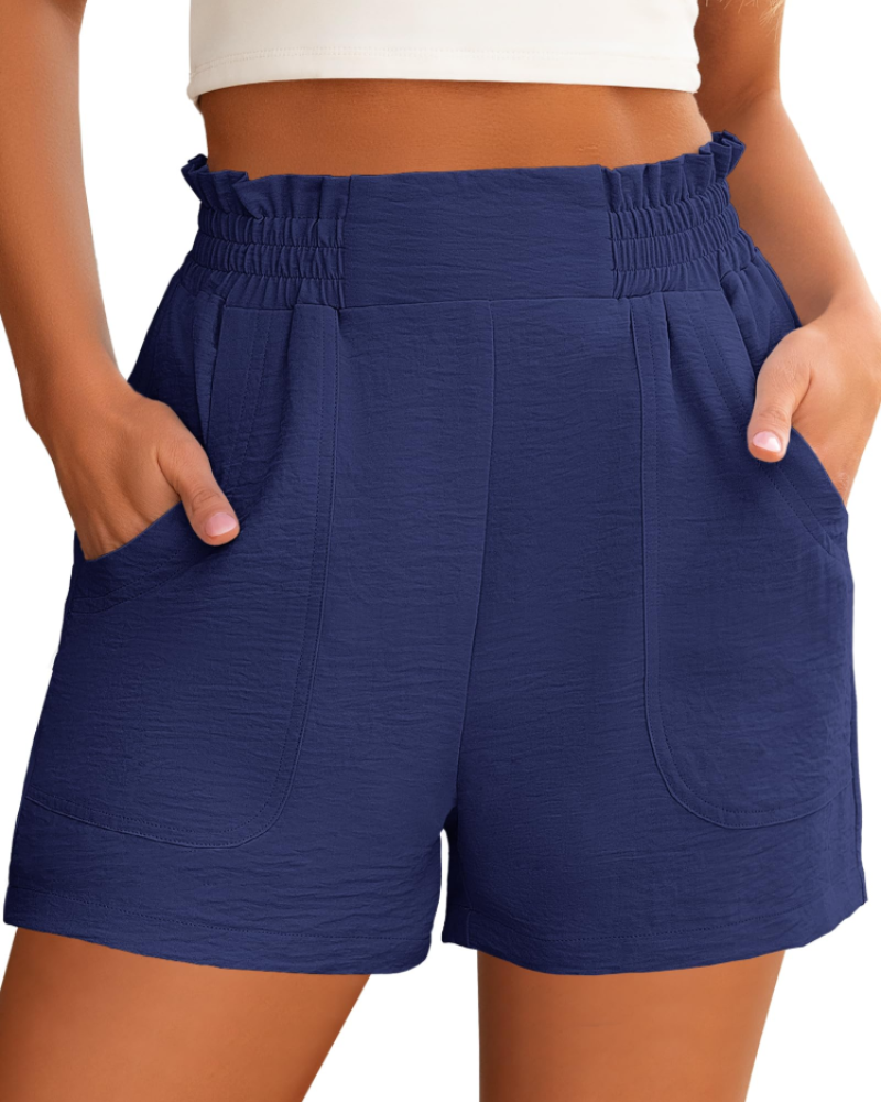 Willow Short Feminino Cintura Alta – Short Largo Elegante com Bolsos para o Verão