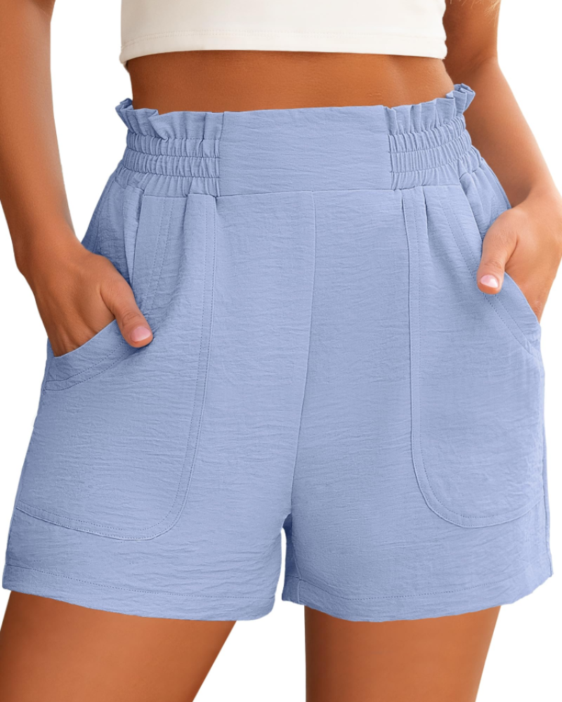 Willow Short Feminino Cintura Alta – Short Largo Elegante com Bolsos para o Verão