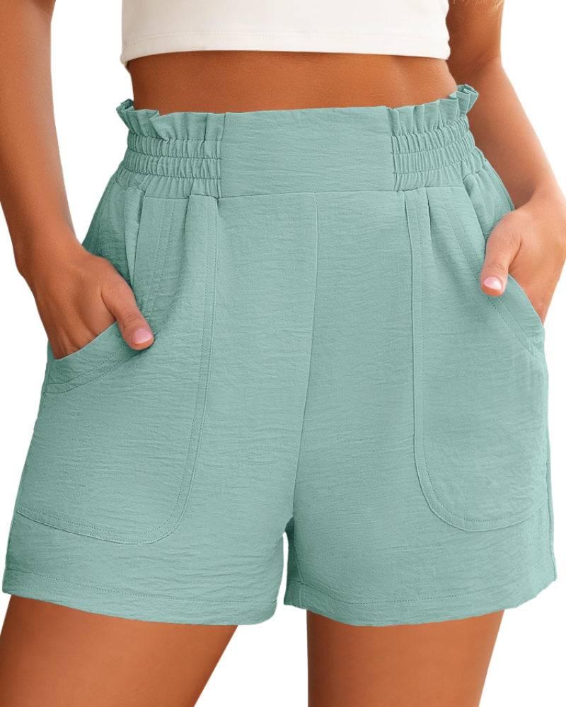Willow Short Feminino Cintura Alta – Short Largo Elegante com Bolsos para o Verão