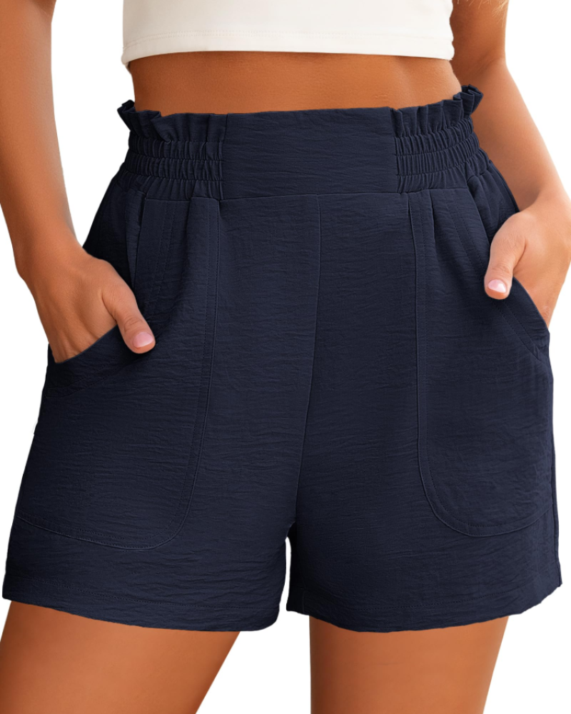 Willow Short Feminino Cintura Alta – Short Largo Elegante com Bolsos para o Verão