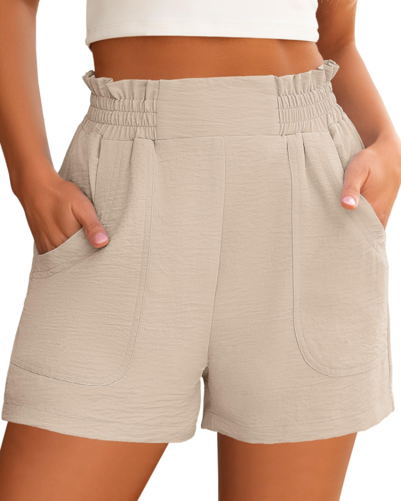 Willow Short Feminino Cintura Alta – Short Largo Elegante com Bolsos para o Verão
