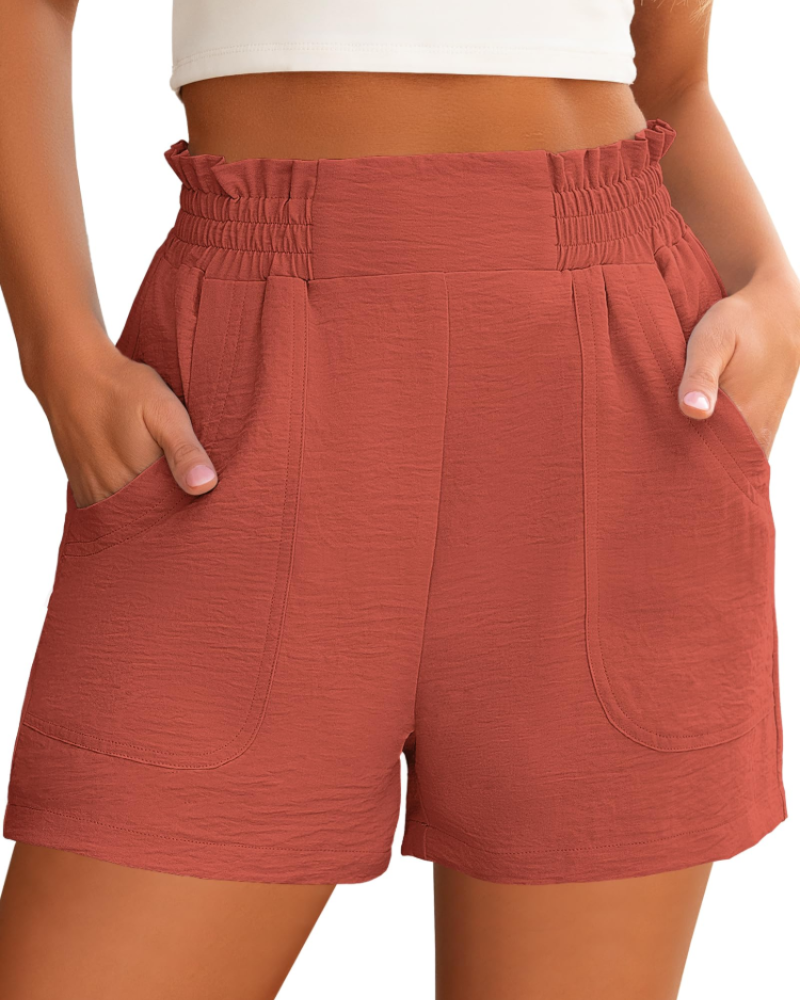 Willow Short Feminino Cintura Alta – Short Largo Elegante com Bolsos para o Verão