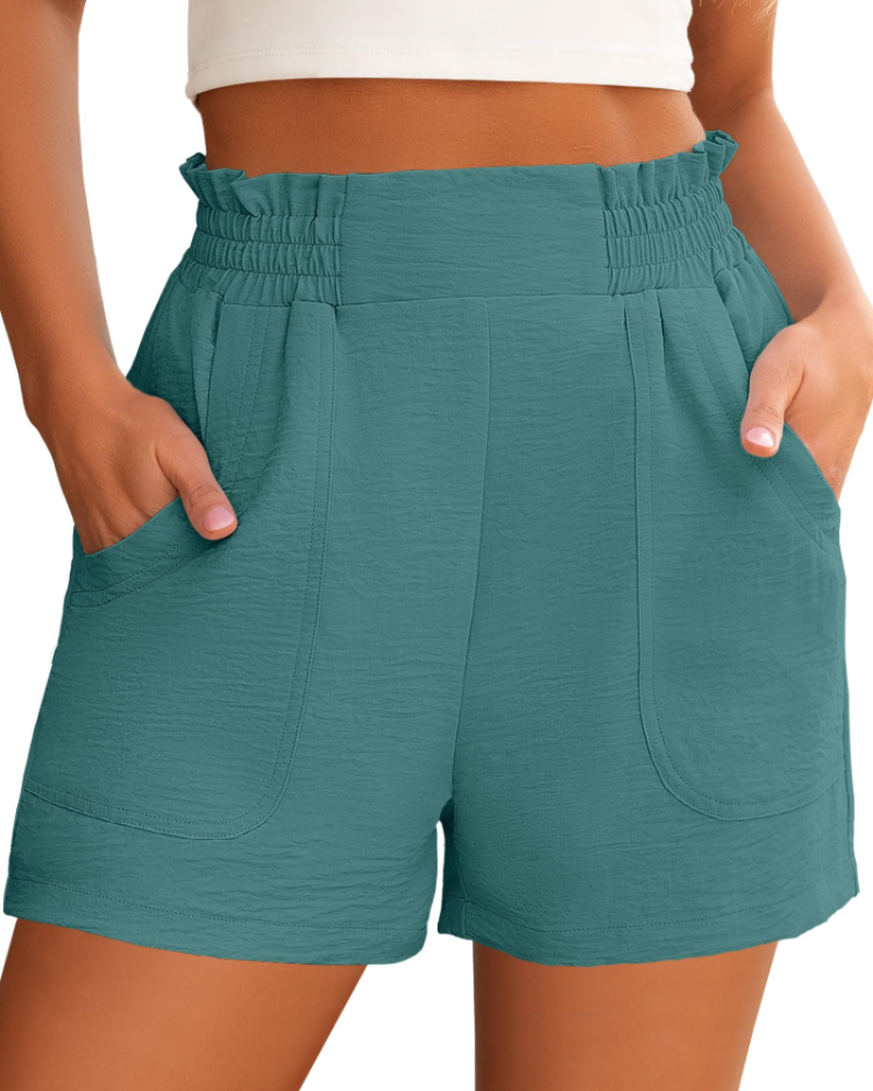 Willow Short Feminino Cintura Alta – Short Largo Elegante com Bolsos para o Verão