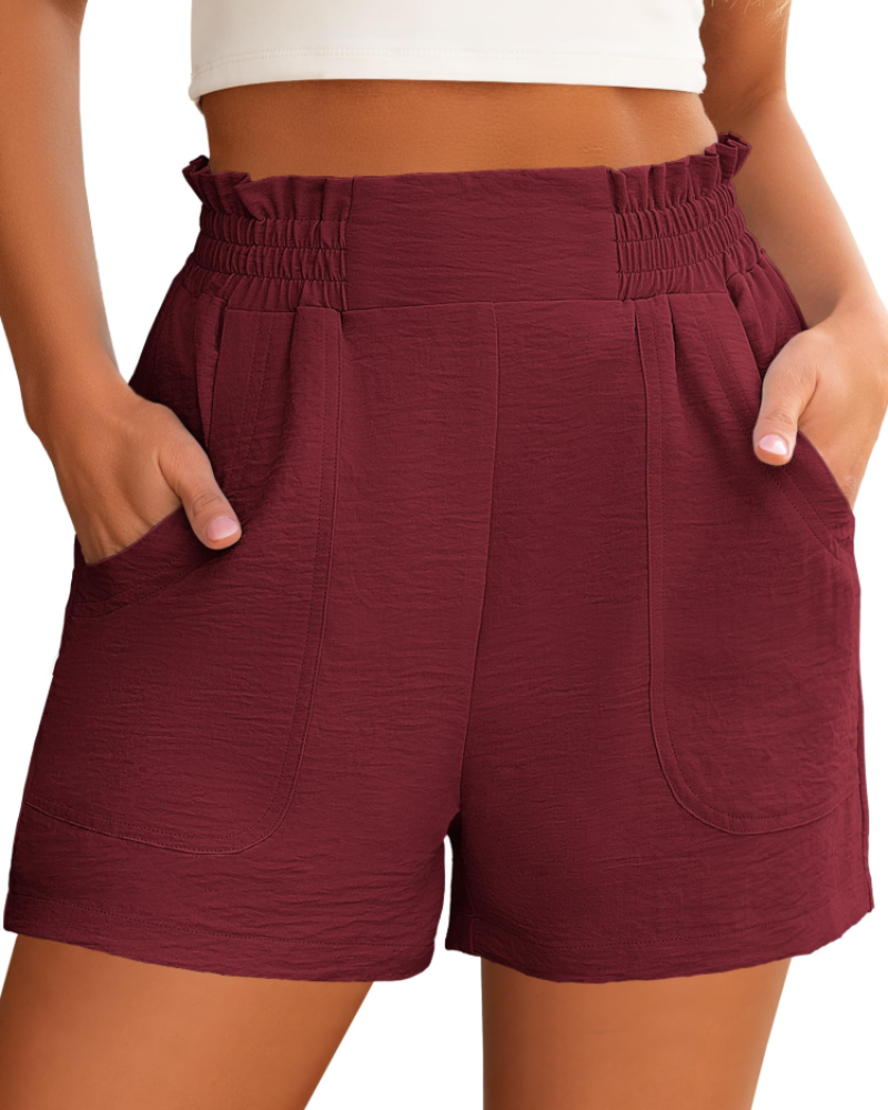 Willow Short Feminino Cintura Alta – Short Largo Elegante com Bolsos para o Verão