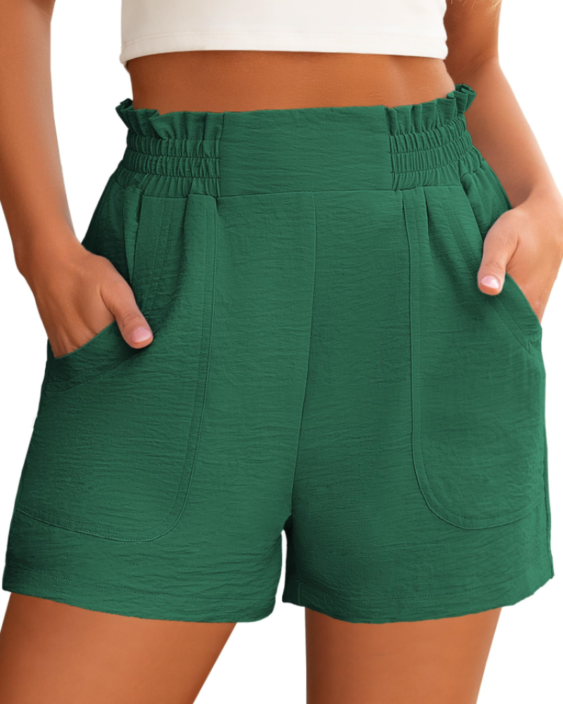 Willow Short Feminino Cintura Alta – Short Largo Elegante com Bolsos para o Verão