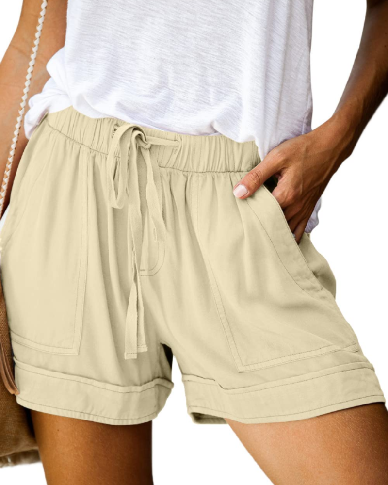 Sadie Short Femme Confort – Short Taille Élastique avec Cordon & Poches d’Été