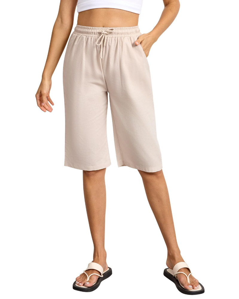 Emily Short Bermuda Dame – Sommershorts i bomuld med elastisk talje og lommer