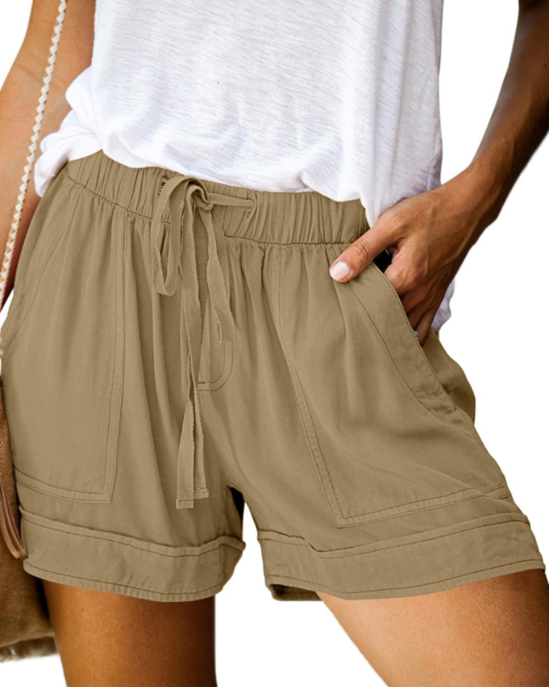Sadie Short Femme Confort – Short Taille Élastique avec Cordon & Poches d’Été