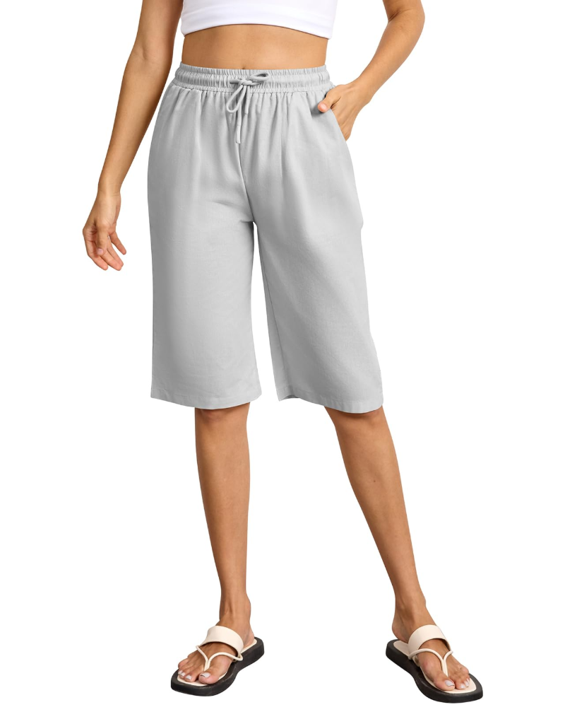 Emily Short Bermuda Dame – Sommershorts i bomuld med elastisk talje og lommer