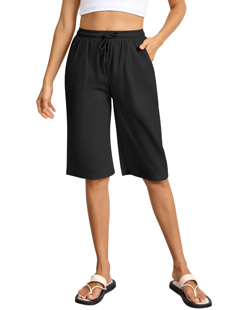 Emily Short Bermuda Femme – Short d’Été en Coton à Taille Élastique avec Poches