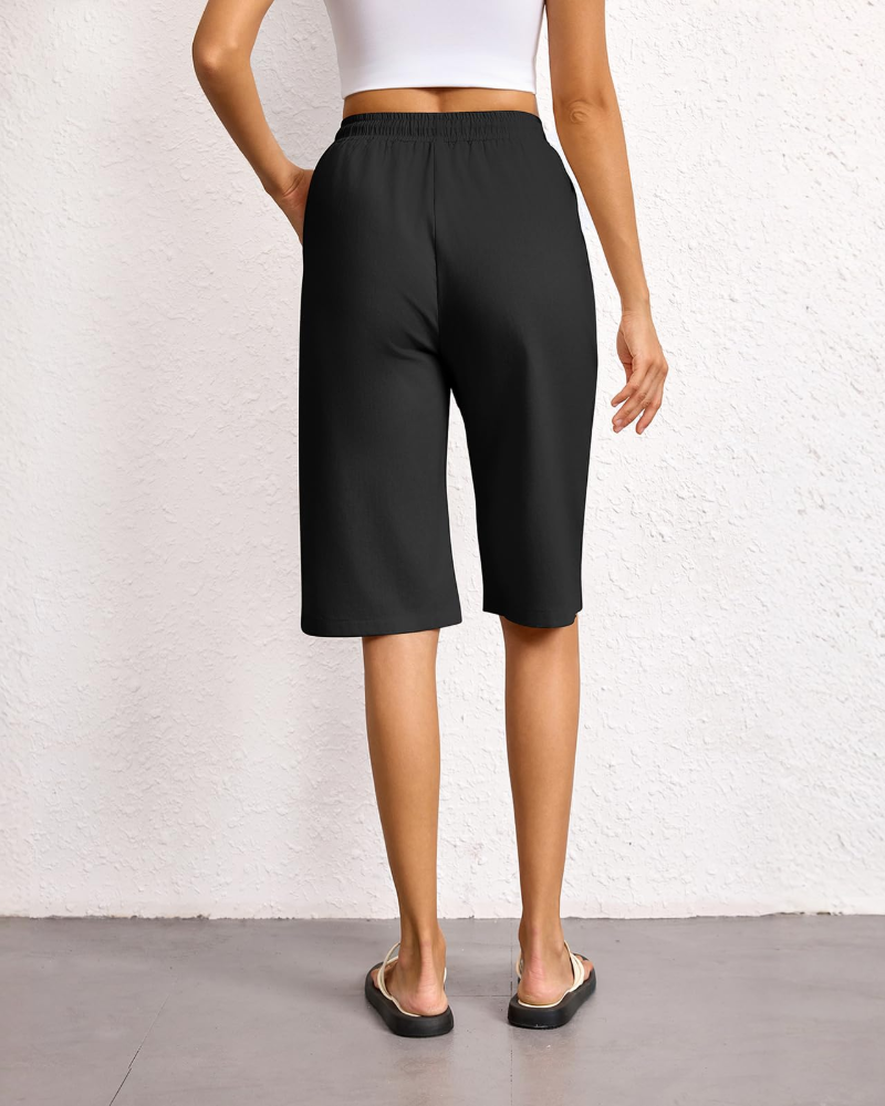 Emily Short Bermuda Dame – Sommershorts i bomuld med elastisk talje og lommer