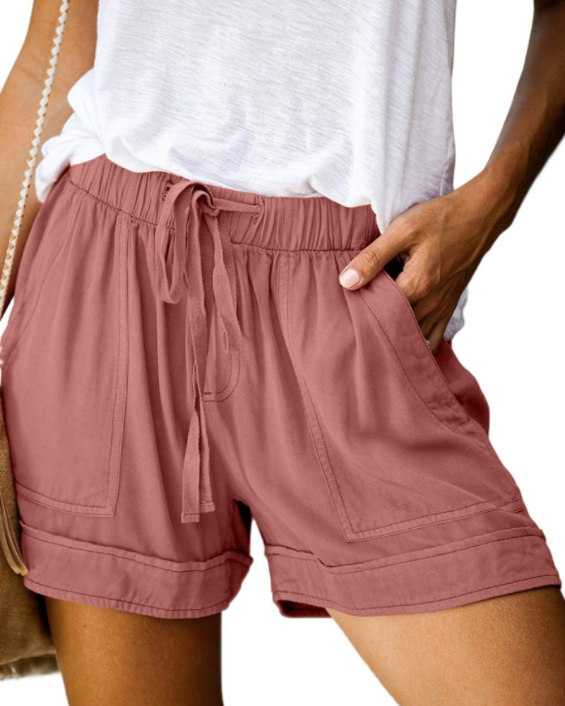 Sadie Short Femme Confort – Short Taille Élastique avec Cordon & Poches d’Été