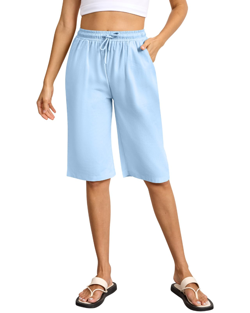 Emily Short Bermuda Dame – Sommershorts i bomuld med elastisk talje og lommer