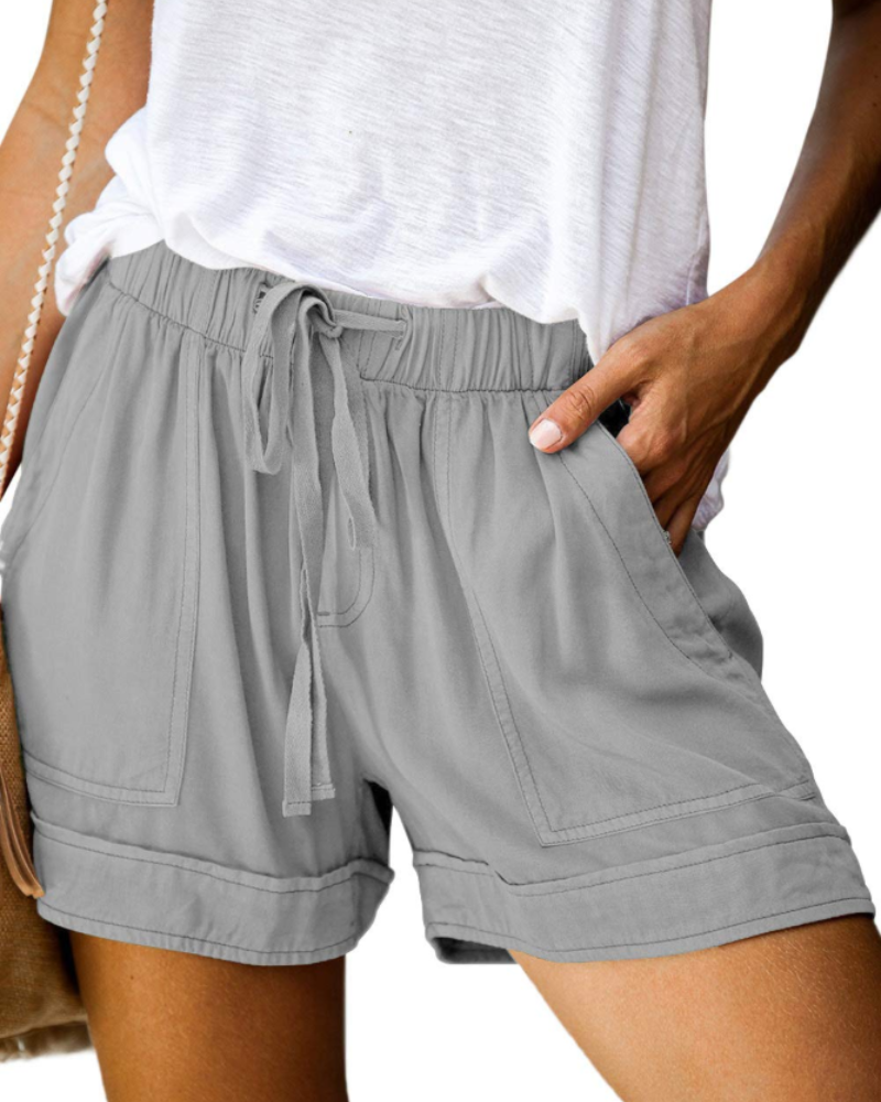 Sadie Short Femme Confort – Short Taille Élastique avec Cordon & Poches d’Été
