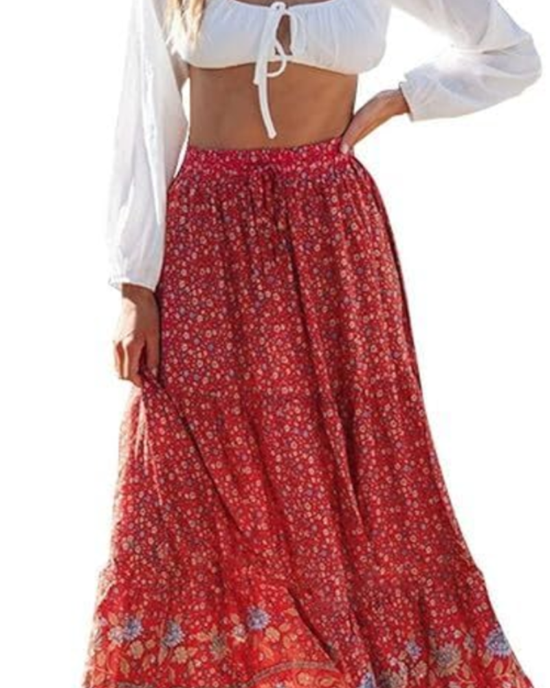 Dámská maxi sukně Sienna s květinovým vzorem – dlouhá sukně s vysokým pasem, elegantní a splývavá