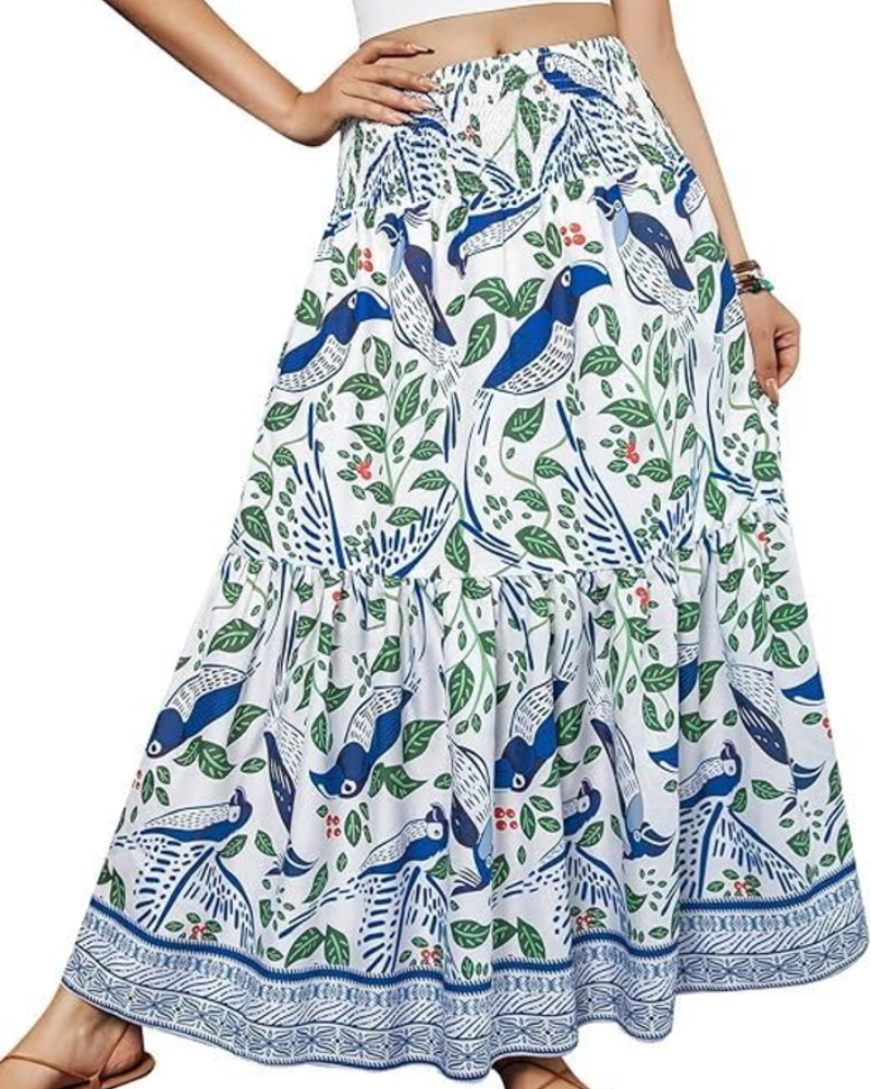 Dámská maxi sukně Sienna s květinovým vzorem – dlouhá sukně s vysokým pasem, elegantní a splývavá