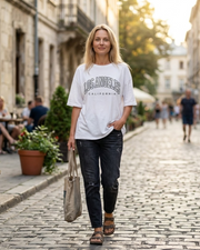 T-shirt donna Léna – Top oversize in cotone con scollo rotondo e maniche corte, casual estivo
