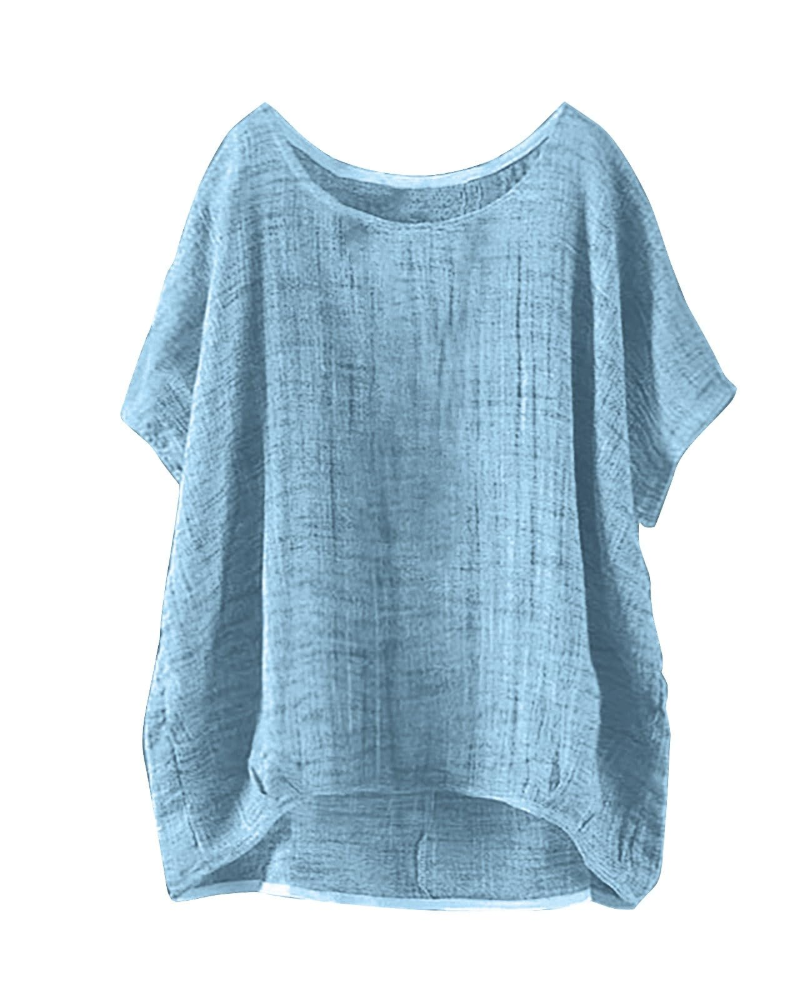 Fery Blouse Femme Été – Lin Uni Manches Courtes Coupe Ample