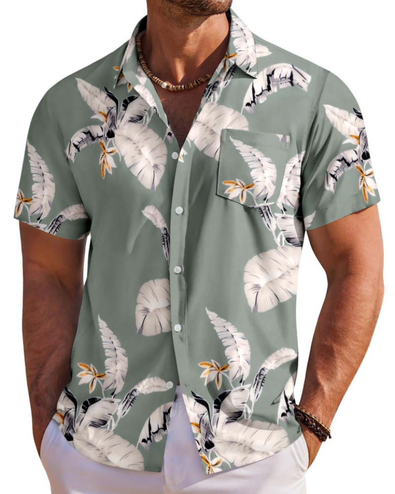 Camisa hawaiana para hombre Jake – Camisa tropical floral de manga corta con botones