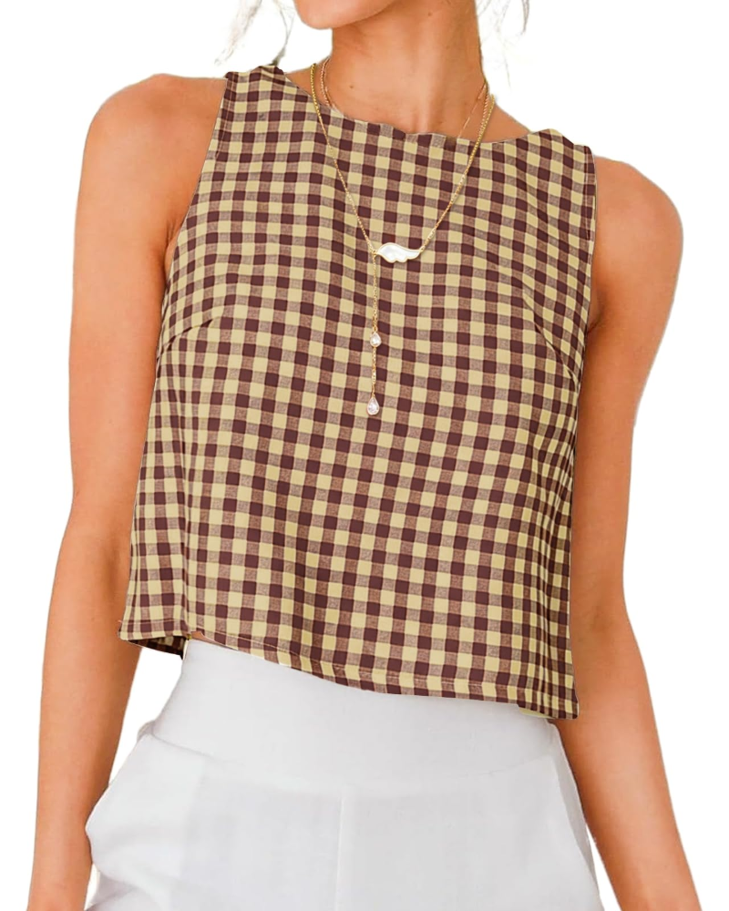 Top Sienna para Mulher em Linho – Blusa Curta Sem Mangas com Botões Elegantes nas Costas