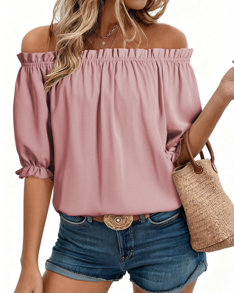 Blusa Sophia para mujer con hombros descubiertos – Top elegante con mangas abullonadas para el verano