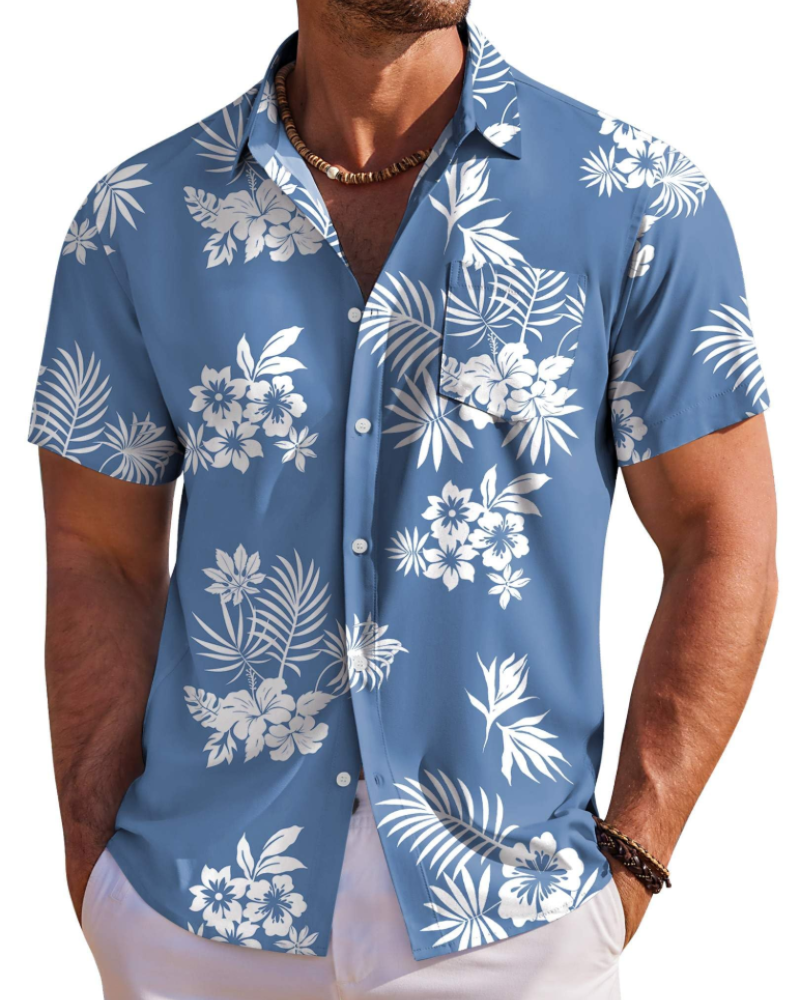 Camisa hawaiana para hombre Jake – Camisa tropical floral de manga corta con botones