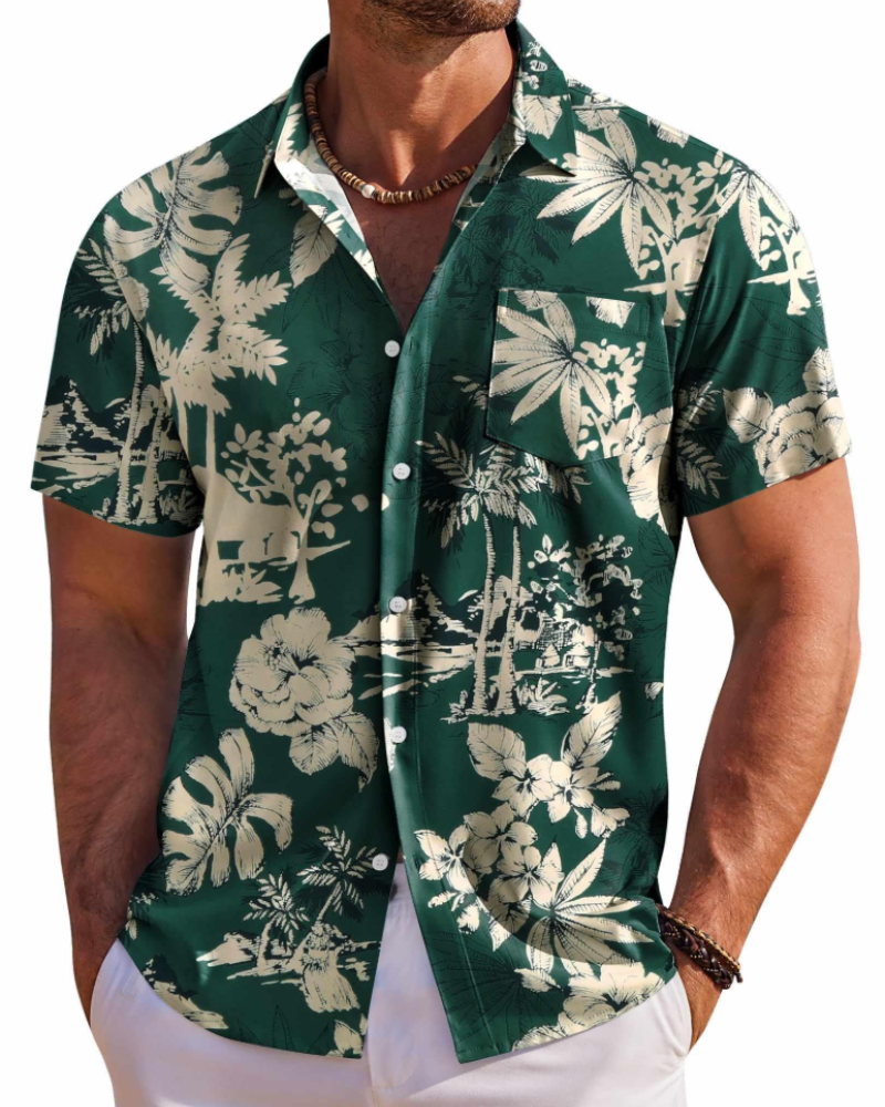 Camisa hawaiana para hombre Jake – Camisa tropical floral de manga corta con botones