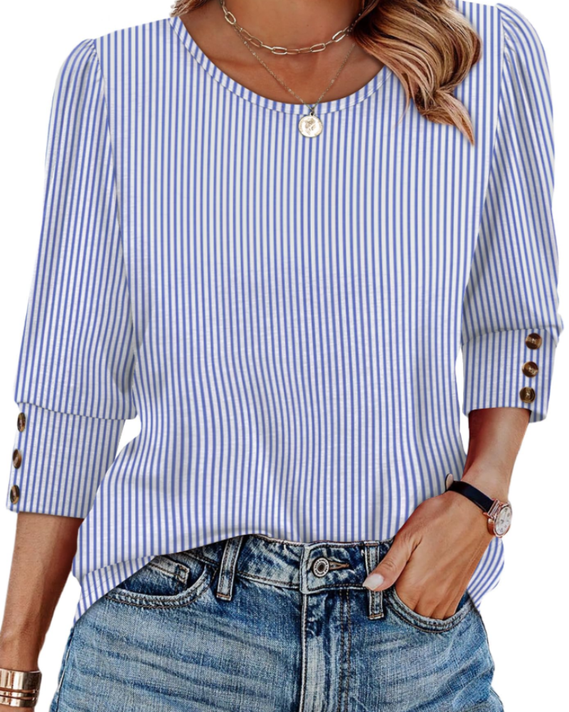 Hannah Women's Buttoned Shirt – Lightweight and Elegant 3/4 Sleeve Blouse