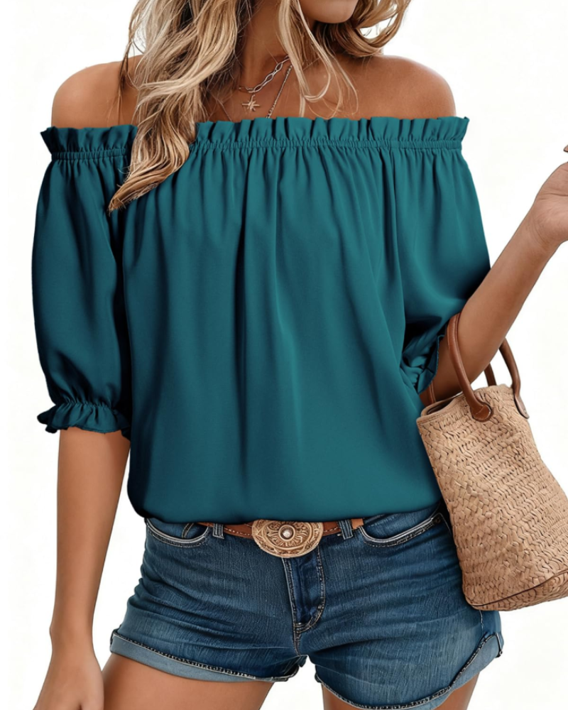 Blusa Sophia para mujer con hombros descubiertos – Top elegante con mangas abullonadas para el verano
