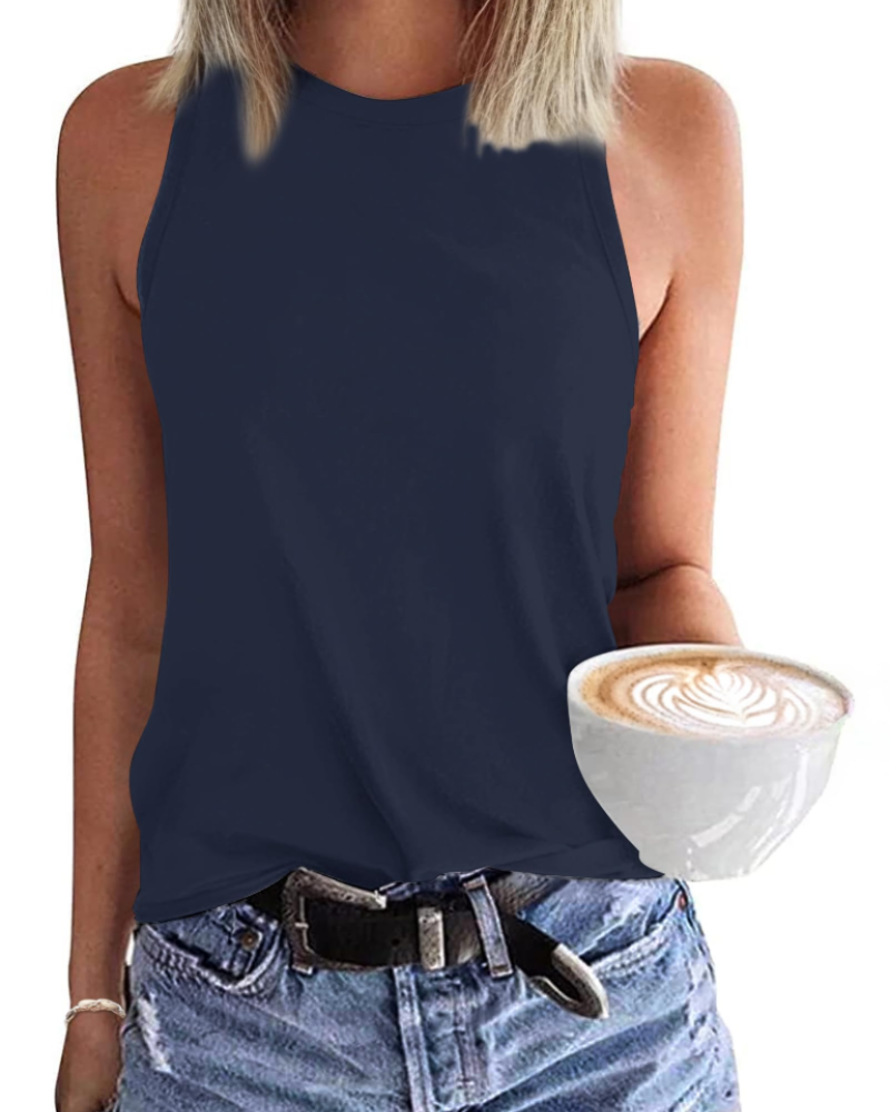 Dakota Canotta Donna Casual – Top Estivo Senza Maniche con Scollo Rotondo e Taglio Fluido