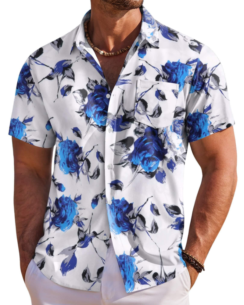 Camisa hawaiana para hombre Jake – Camisa tropical floral de manga corta con botones
