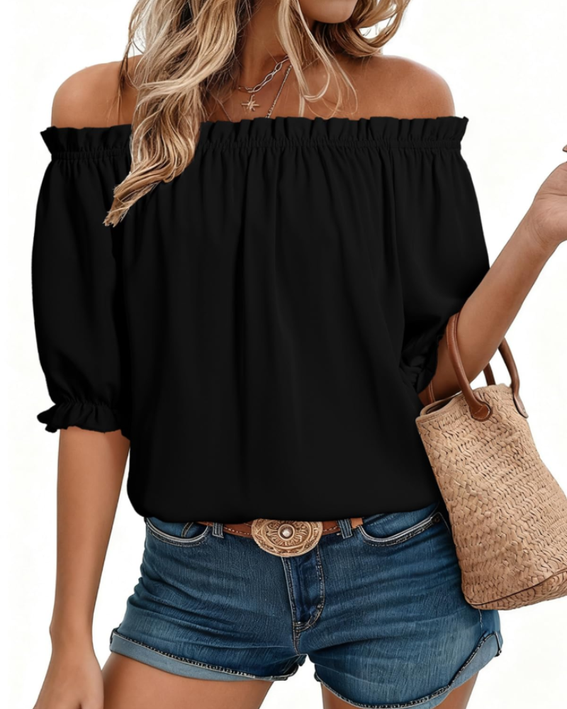 Blusa Sophia para mujer con hombros descubiertos – Top elegante con mangas abullonadas para el verano