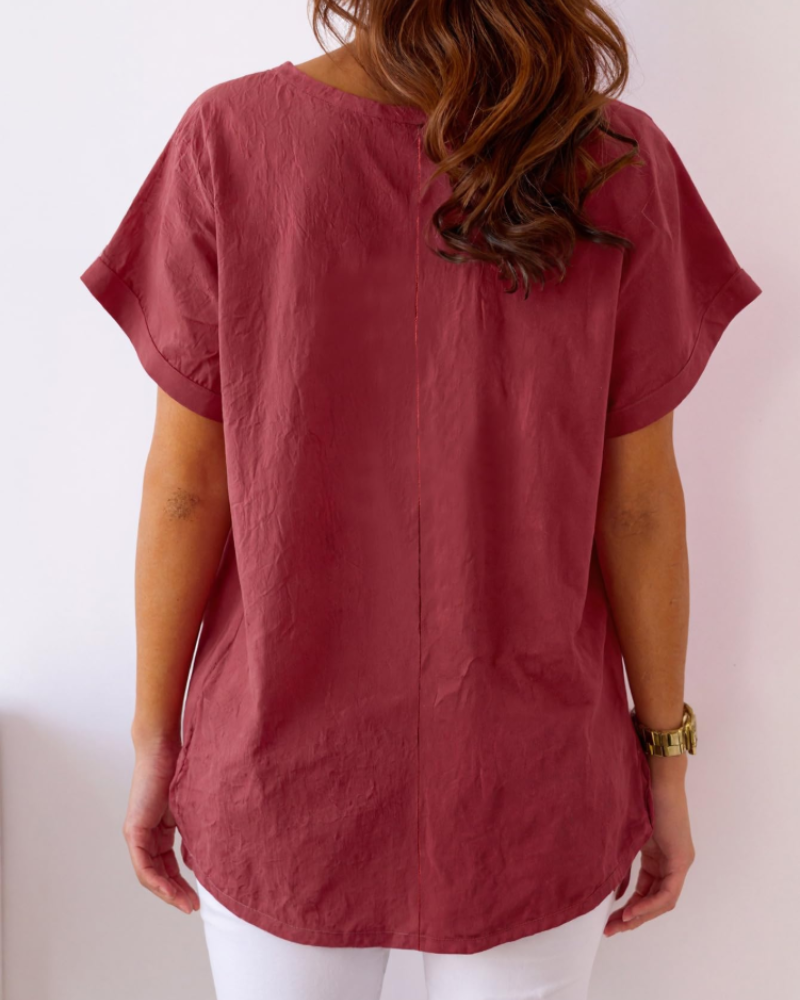 Γυναικείο T-Shirt Daisy Καλοκαίρι – Ζωντανό Ροζ V Λαιμόκοψη με Εκτύπωση Μαργαρίτες