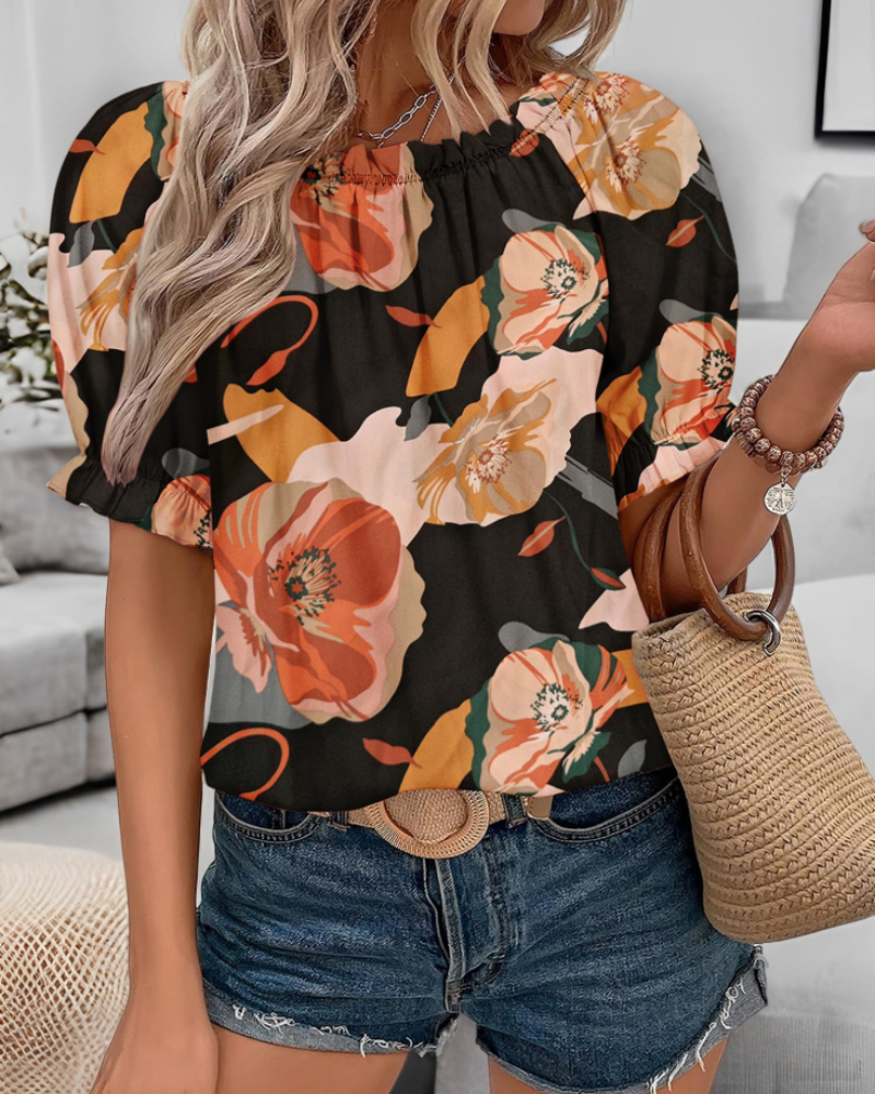 Blusa Sophia Mulher Verão – Ombros Descobertos com Folhos em Musselina Fluida