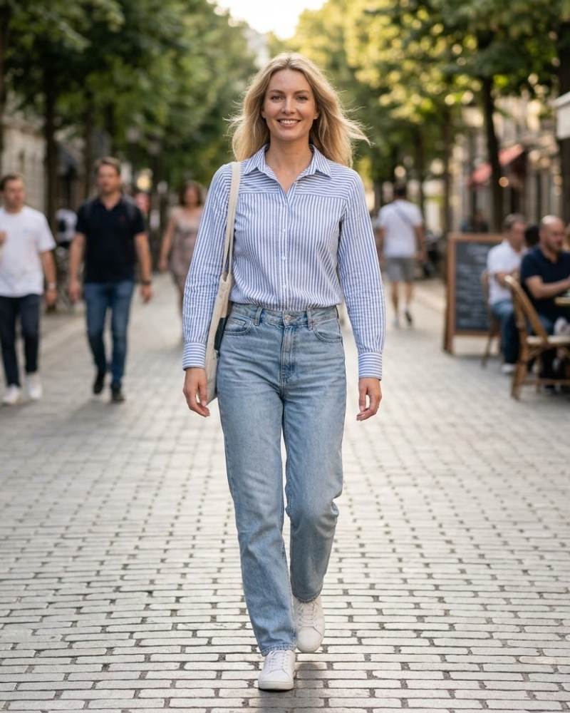 Camille Dámská Košile Kostkovaná – Elegantní Bavlněná Halenka s Výstřihem do V a Knoflíky