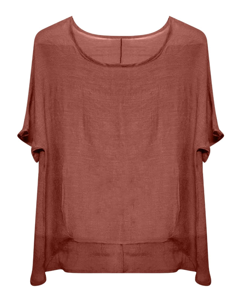 Fery Blouse Femme Été – Lin Uni Manches Courtes Coupe Ample