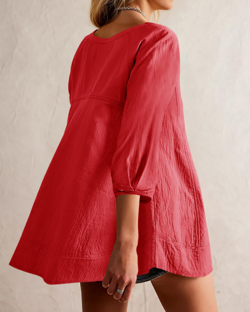 Fiorella Dámská halenka s peplum – Babydoll halenka s 3/4 rukávy z bavlny a viskózy